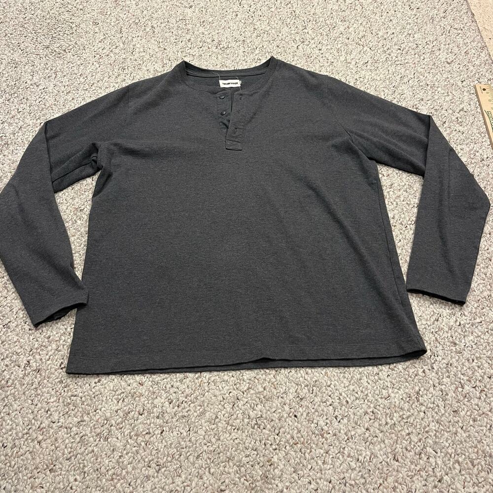 Taylor Stitch Long Sleeve Henley Tee Sz 46 XXL Gray Basic Minimalist Casual